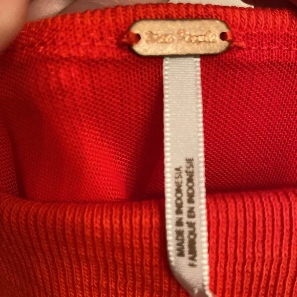 Free People Guave Berry ( Orange ) Crop Top w Ruched Sides, Size: Large, NWT - Picture 6 of 7